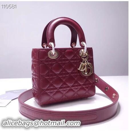 Buy Grade Dior lucky badges Original sheepskin Tote Bag A88035 burgundy