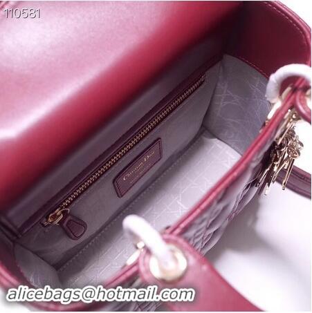 Buy Grade Dior lucky badges Original sheepskin Tote Bag A88035 burgundy