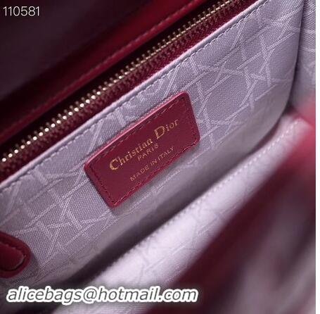 Buy Grade Dior lucky badges Original sheepskin Tote Bag A88035 burgundy