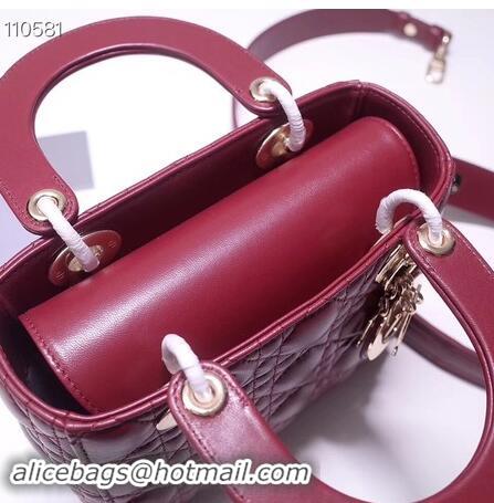 Buy Grade Dior lucky badges Original sheepskin Tote Bag A88035 burgundy