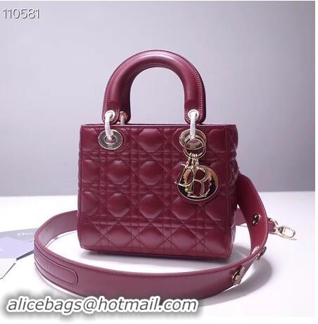 Buy Grade Dior lucky badges Original sheepskin Tote Bag A88035 burgundy