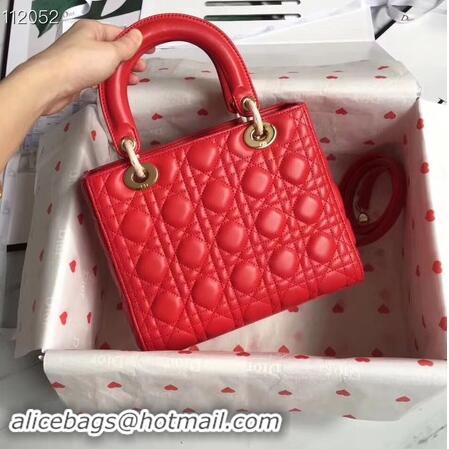 Best Cheap LADY DIOR LAMBSKIN BAG CAL44550 red