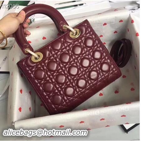 Luxury Cheap LADY DIOR LAMBSKIN BAG CAL44550 burgundy