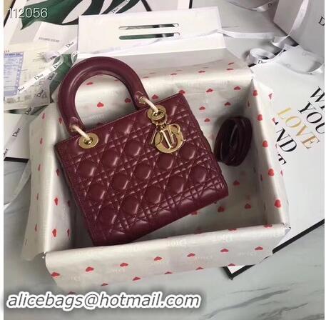 Luxury Cheap LADY DIOR LAMBSKIN BAG CAL44550 burgundy