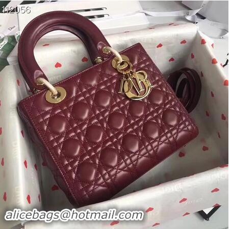 Luxury Cheap LADY DIOR LAMBSKIN BAG CAL44550 burgundy