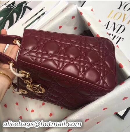 Luxury Cheap LADY DIOR LAMBSKIN BAG CAL44550 burgundy