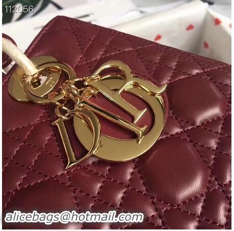 Luxury Cheap LADY DIOR LAMBSKIN BAG CAL44550 burgundy