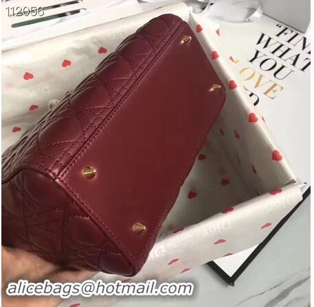 Luxury Cheap LADY DIOR LAMBSKIN BAG CAL44550 burgundy