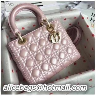 Top Quality LADY DIOR LAMBSKIN BAG CAL44550 pearly-lustre pink