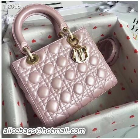 Top Quality LADY DIOR LAMBSKIN BAG CAL44550 pearly-lustre pink