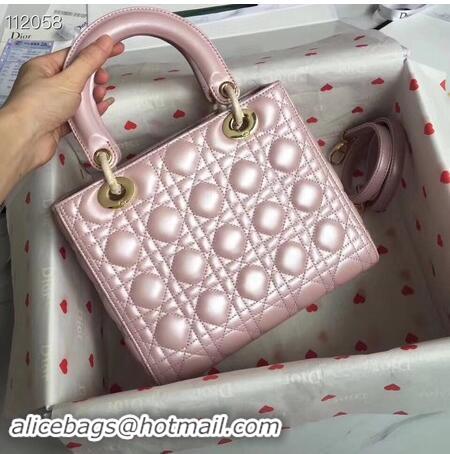 Top Quality LADY DIOR LAMBSKIN BAG CAL44550 pearly-lustre pink