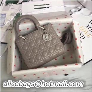 Imitation LADY DIOR LAMBSKIN BAG CAL44550 grey&silver-tone metal