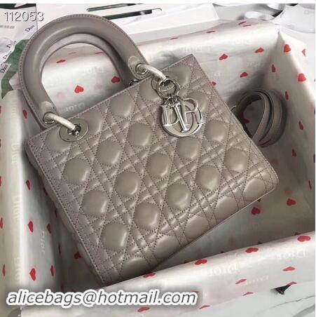 Imitation LADY DIOR LAMBSKIN BAG CAL44550 grey&silver-tone metal