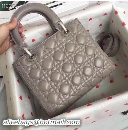 Imitation LADY DIOR LAMBSKIN BAG CAL44550 grey&silver-tone metal