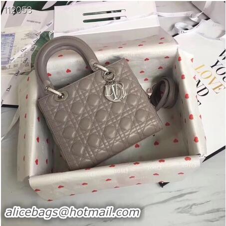 Imitation LADY DIOR LAMBSKIN BAG CAL44550 grey&silver-tone metal