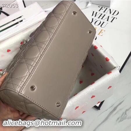 Imitation LADY DIOR LAMBSKIN BAG CAL44550 grey&silver-tone metal