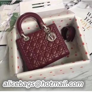 Buy Specials LADY DIOR LAMBSKIN BAG CAL44550 burgundy&silver-tone metal