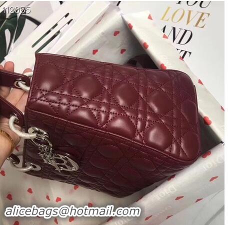 Buy Specials LADY DIOR LAMBSKIN BAG CAL44550 burgundy&silver-tone metal