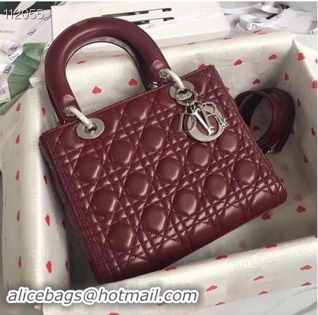 Buy Specials LADY DIOR LAMBSKIN BAG CAL44550 burgundy&silver-tone metal