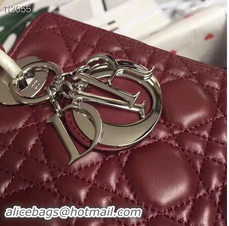 Buy Specials LADY DIOR LAMBSKIN BAG CAL44550 burgundy&silver-tone metal