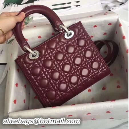 Buy Specials LADY DIOR LAMBSKIN BAG CAL44550 burgundy&silver-tone metal