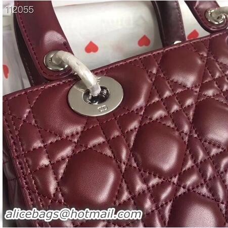 Buy Specials LADY DIOR LAMBSKIN BAG CAL44550 burgundy&silver-tone metal