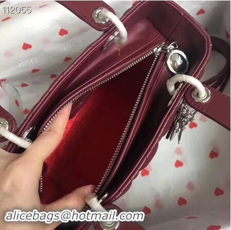 Buy Specials LADY DIOR LAMBSKIN BAG CAL44550 burgundy&silver-tone metal