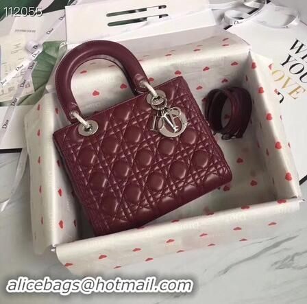 Buy Specials LADY DIOR LAMBSKIN BAG CAL44550 burgundy&silver-tone metal