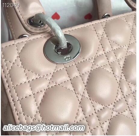 Top Quality LADY DIOR LAMBSKIN BAG CAL44550 pink&silver-tone metal