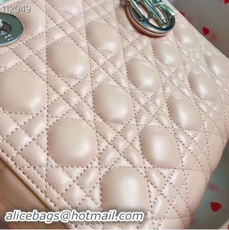 Top Quality LADY DIOR LAMBSKIN BAG CAL44550 pink&silver-tone metal