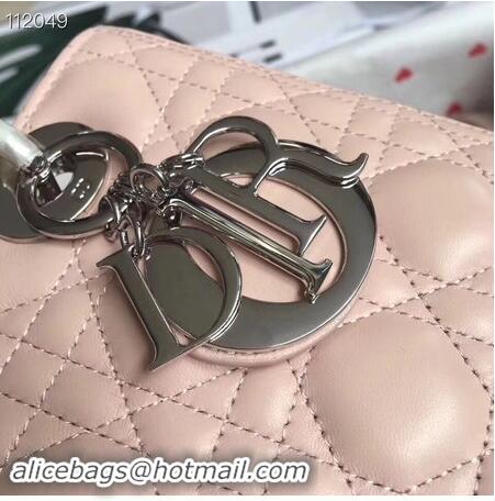 Top Quality LADY DIOR LAMBSKIN BAG CAL44550 pink&silver-tone metal