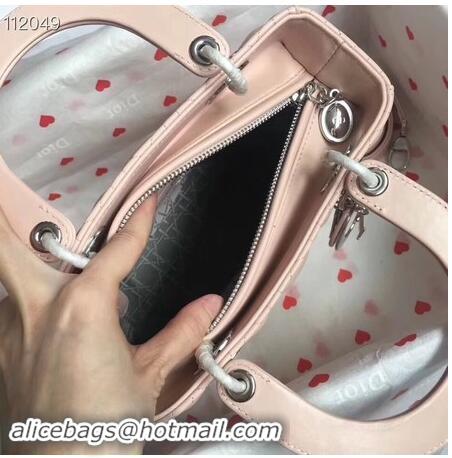 Top Quality LADY DIOR LAMBSKIN BAG CAL44550 pink&silver-tone metal