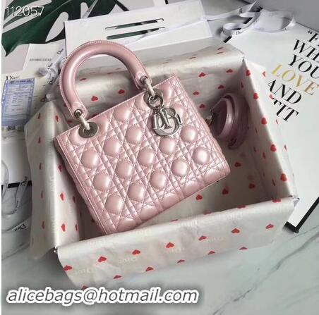 Discount LADY DIOR LAMBSKIN BAG CAL44550 pink&silver-tone metal