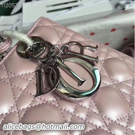 Discount LADY DIOR LAMBSKIN BAG CAL44550 pink&silver-tone metal