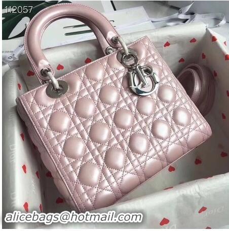 Discount LADY DIOR LAMBSKIN BAG CAL44550 pink&silver-tone metal