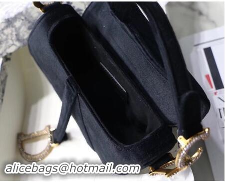 New Fashion Dior MINI SADDLE BAG M447S Velvet black