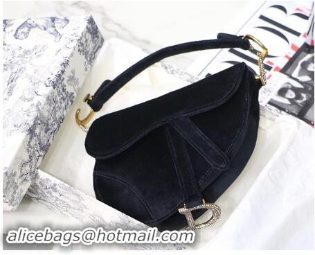 New Fashion Dior MINI SADDLE BAG M447S Velvet black