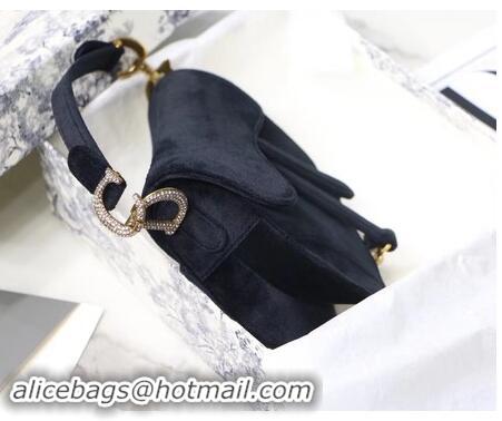 New Fashion Dior MINI SADDLE BAG M447S Velvet black