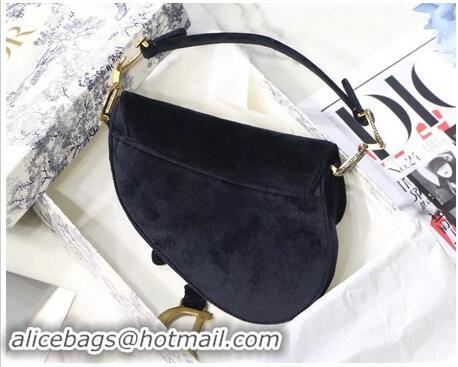 New Fashion Dior MINI SADDLE BAG M447S Velvet black