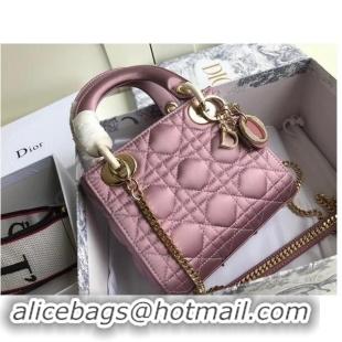 Imitation MINI LADY DIOR SATIN BAG M424 Pink Purple