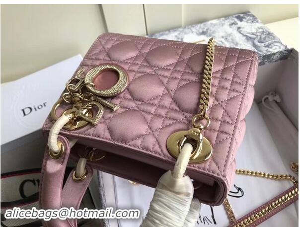 Imitation MINI LADY DIOR SATIN BAG M424 Pink Purple