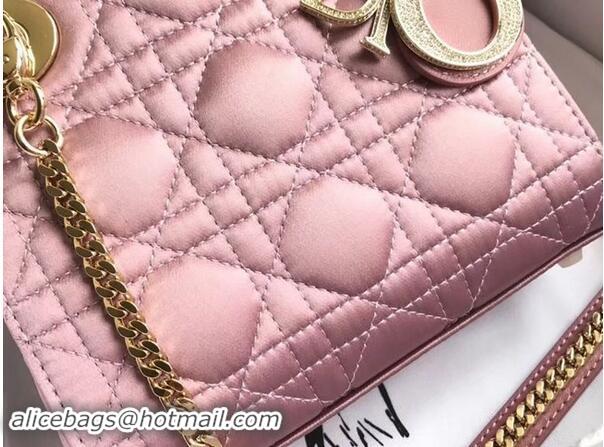 Imitation MINI LADY DIOR SATIN BAG M424 Pink Purple