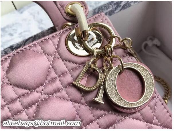 Imitation MINI LADY DIOR SATIN BAG M424 Pink Purple