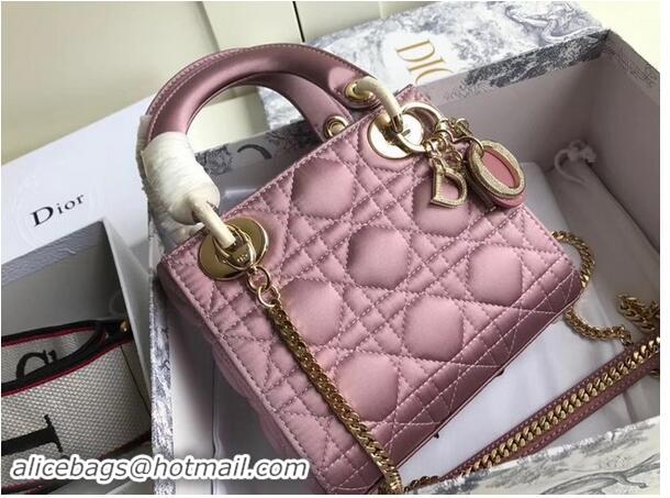 Imitation MINI LADY DIOR SATIN BAG M424 Pink Purple