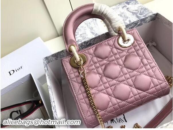 Imitation MINI LADY DIOR SATIN BAG M424 Pink Purple