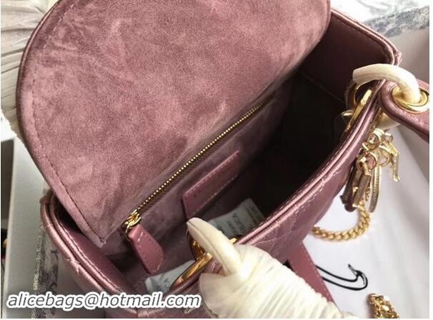 Imitation MINI LADY DIOR SATIN BAG M424 Pink Purple