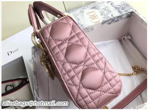 Imitation MINI LADY DIOR SATIN BAG M424 Pink Purple