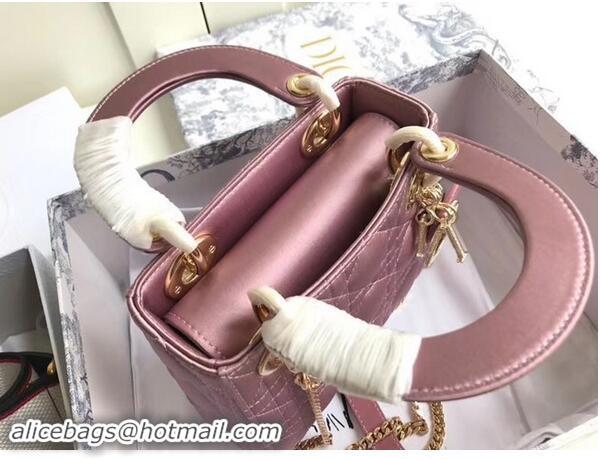 Imitation MINI LADY DIOR SATIN BAG M424 Pink Purple