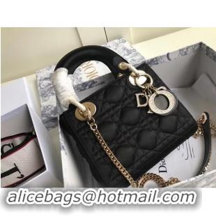 Grade Wholesale MINI LADY DIOR SATIN BAG M424 black