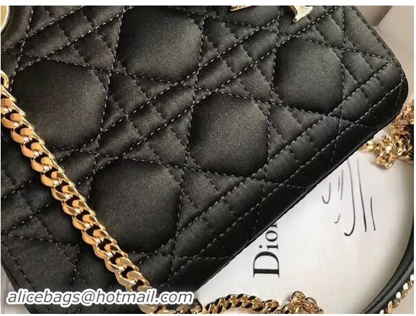 Grade Wholesale MINI LADY DIOR SATIN BAG M424 black